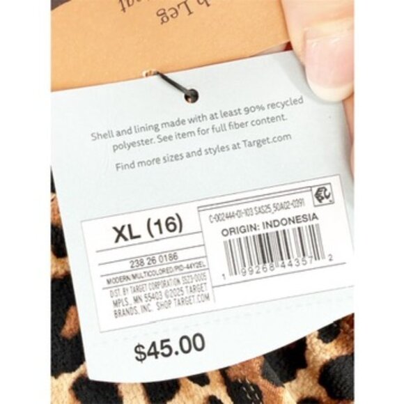 Shade & Shore Leopard Women's Crepe Plunge Medium Coverage One Piece Swimsuit XL - Picture 8 of 10